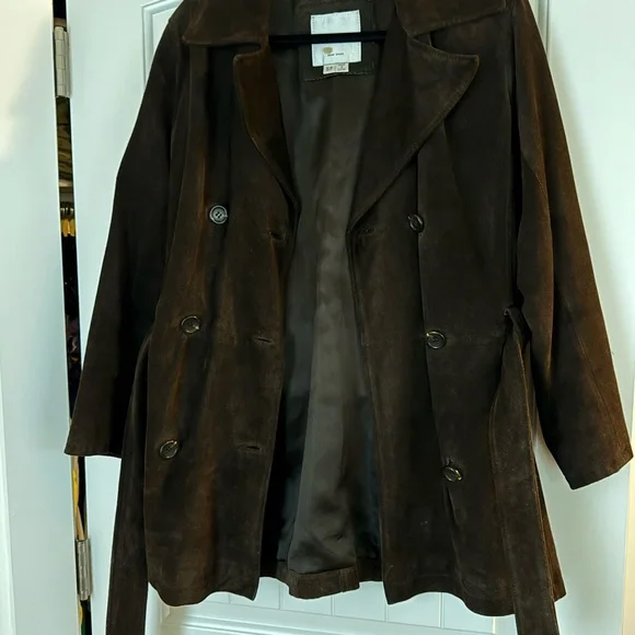 Real 100% Suede Chocolate Brown trench - Picture 5 of 5